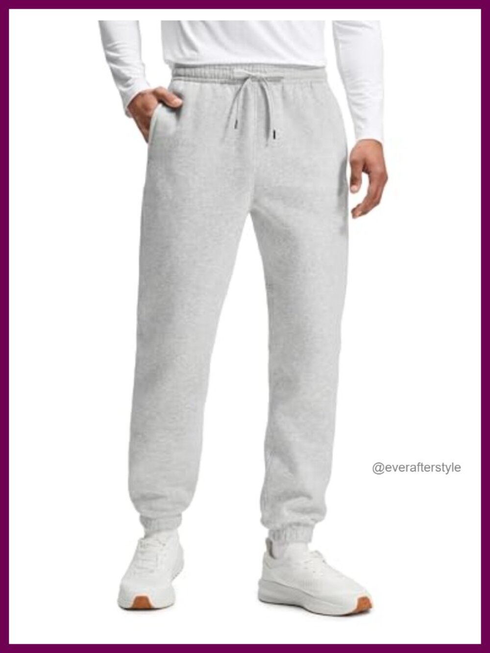Fleece Lined Jogger Sweatpants 30 Inseam Cotton Blend Zip Pockets Drawstring